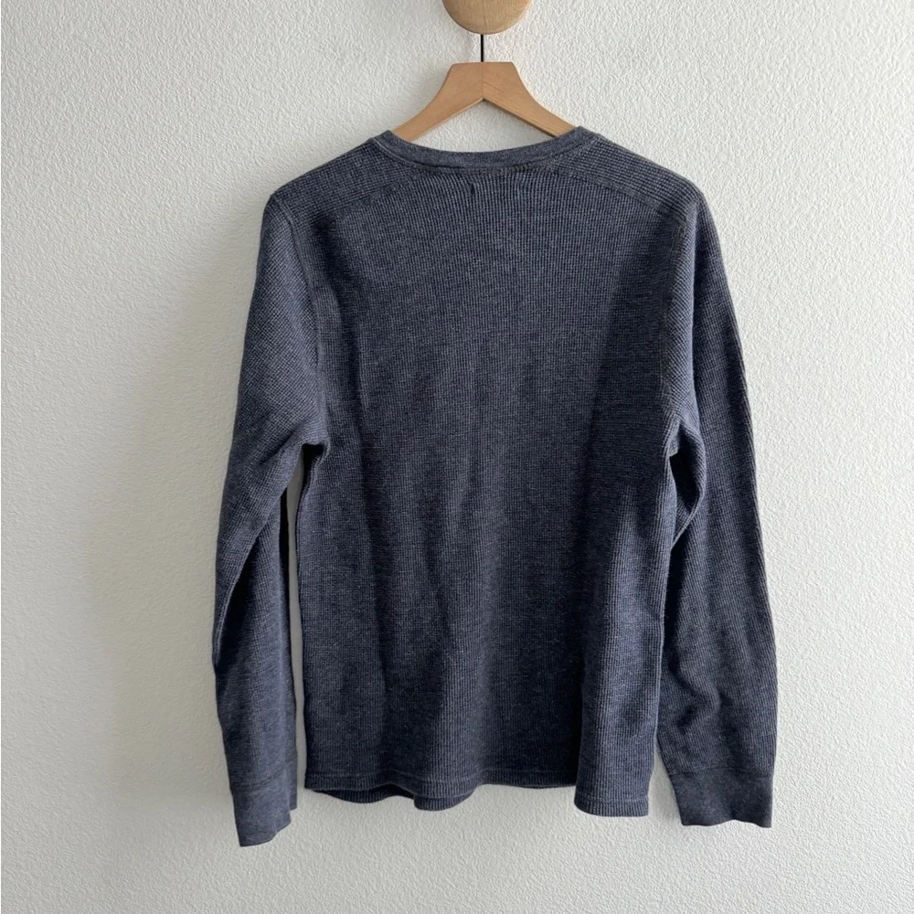 Wallace & Barnes Blue Waffle-Knit Henley